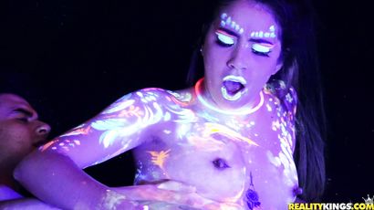 Kitty Love's Blacklight Romance Fuels Latina Bikini Passion