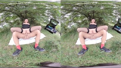 Amateur Brunette's Wild Public Passion in Uniform