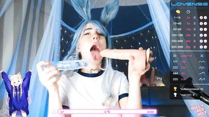Molly Redwolf’s Delicious Throat Play with Massive Toys